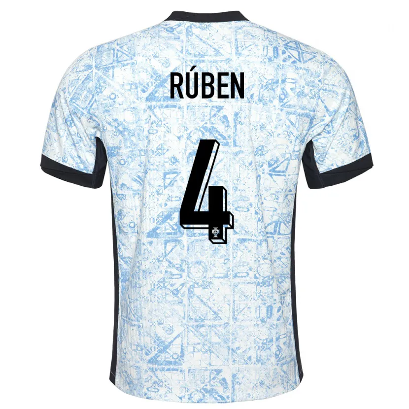 Danxen Damen Portugal Ruben Dias #4 Cremeblau Auswärtstrikot Trikot 24-26 T-Shirt Schweiz