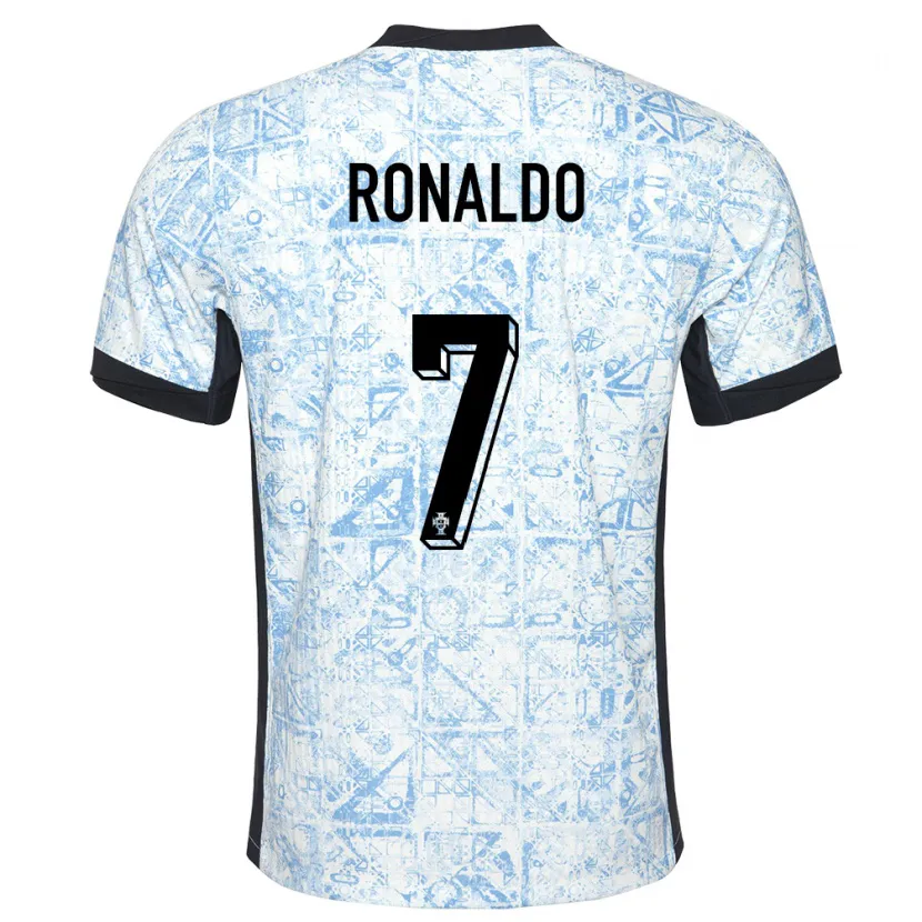 Danxen Damen Portugal Cristiano Ronaldo #7 Cremeblau Auswärtstrikot Trikot 24-26 T-Shirt Schweiz