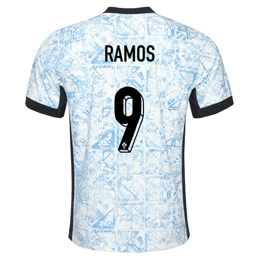 Danxen Damen Portugal Goncalo Ramos #9 Cremeblau Auswärtstrikot Trikot 24-26 T-Shirt Schweiz