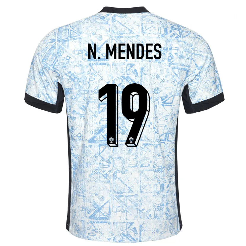 Danxen Damen Portugal Nuno Mendes #19 Cremeblau Auswärtstrikot Trikot 24-26 T-Shirt Schweiz
