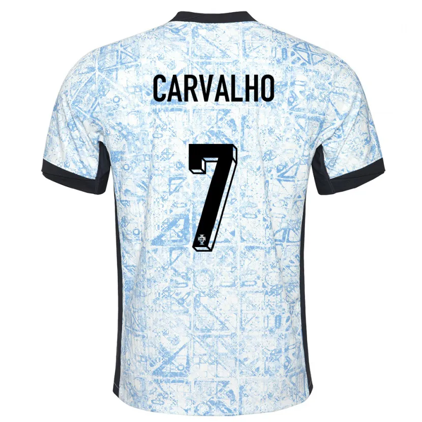 Danxen Damen Portugal Fabio Carvalho #7 Cremeblau Auswärtstrikot Trikot 24-26 T-Shirt Schweiz