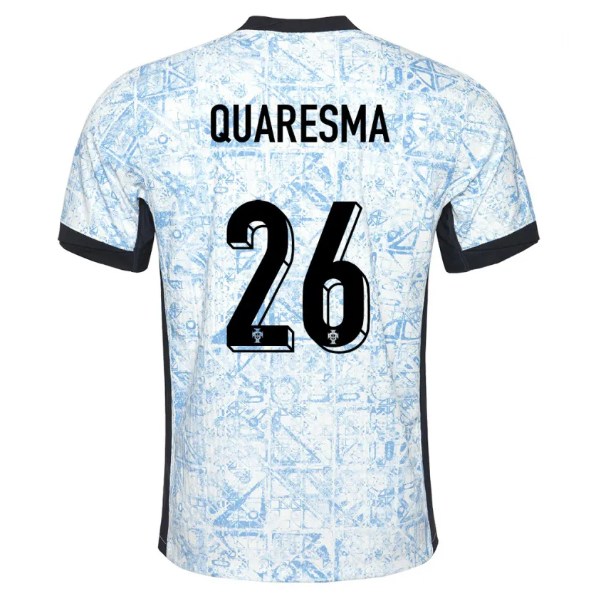 Danxen Damen Portugal Eduardo Quaresma #26 Cremeblau Auswärtstrikot Trikot 24-26 T-Shirt Schweiz