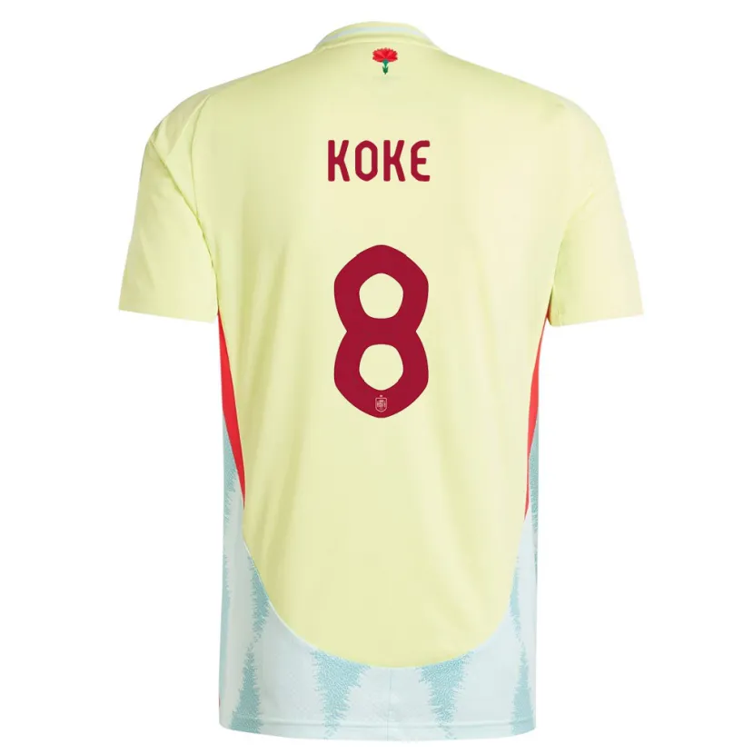 Danxen Damen Spanien Koke #8 Gelb Auswärtstrikot Trikot 24-26 T-Shirt Schweiz
