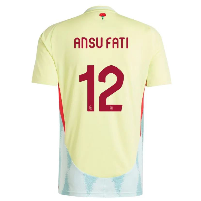 Danxen Damen Spanien Ansu Fati #12 Gelb Auswärtstrikot Trikot 24-26 T-Shirt Schweiz