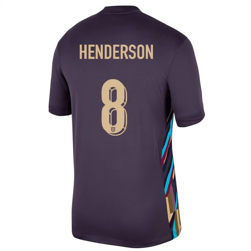 Danxen Damen England Jordan Henderson #8 Dunkle Rosine Auswärtstrikot Trikot 24-26 T-Shirt Schweiz