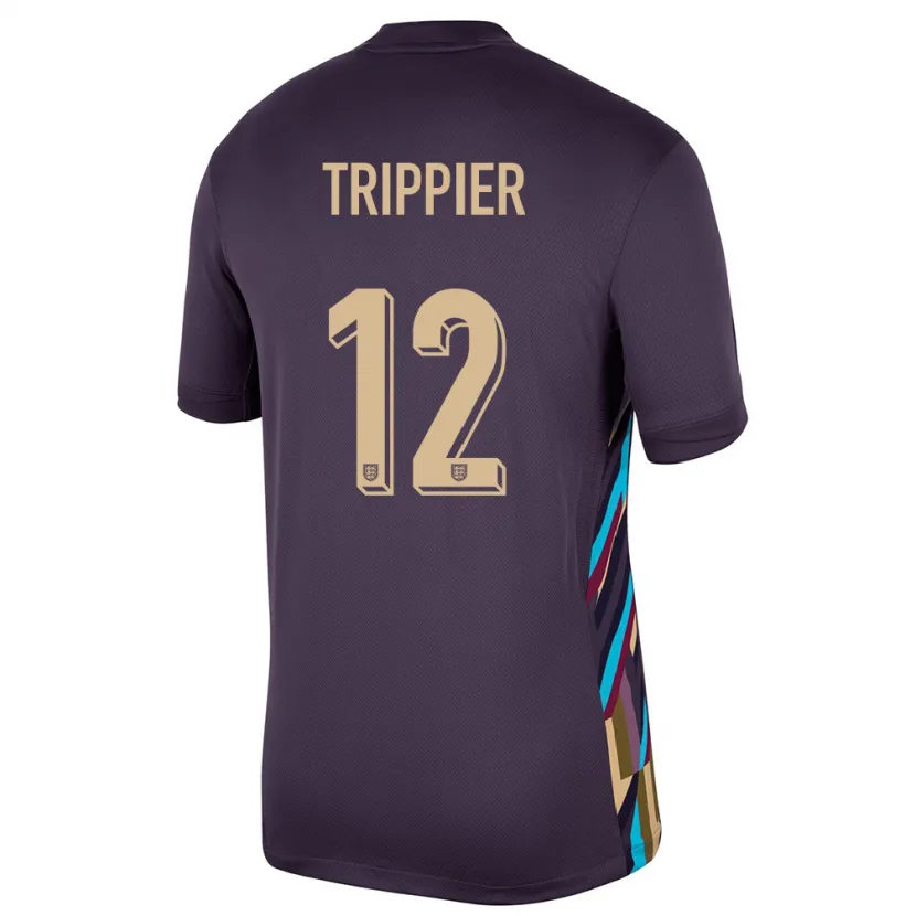 Danxen Damen England Kieran Trippier #12 Dunkle Rosine Auswärtstrikot Trikot 24-26 T-Shirt Schweiz