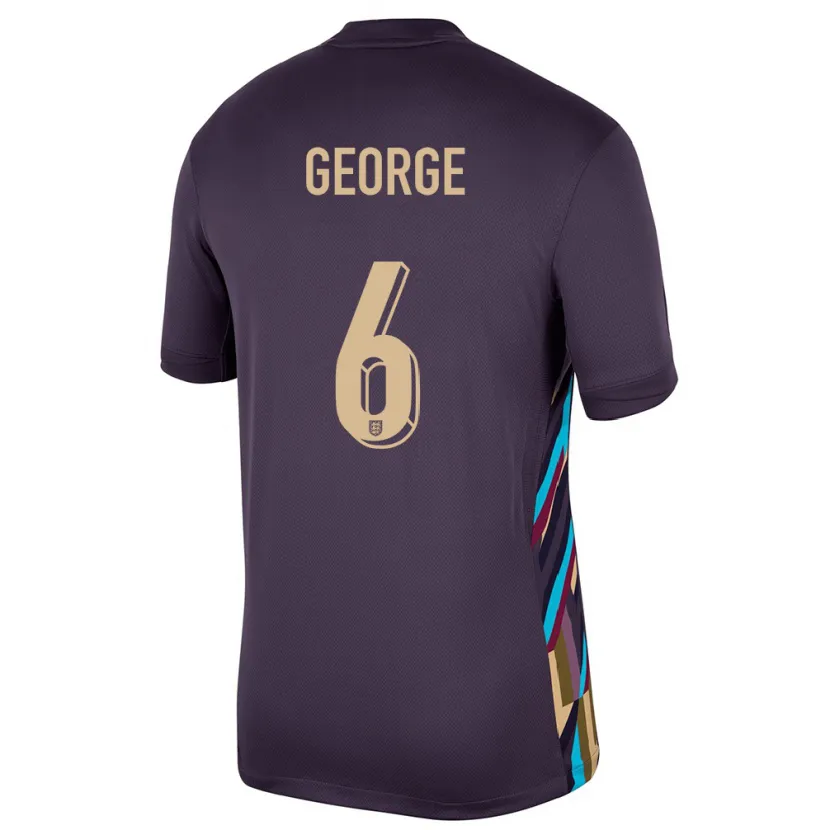Danxen Damen England Gabby George #6 Dunkle Rosine Auswärtstrikot Trikot 24-26 T-Shirt Schweiz