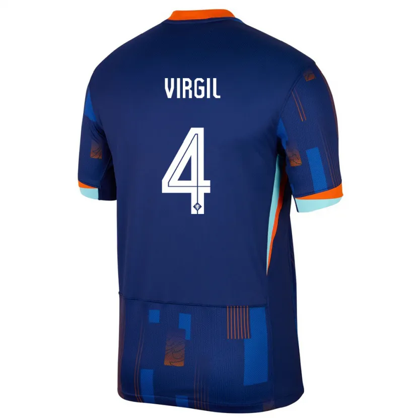 Danxen Damen Niederlande Virgil Van Dijk #4 Blau Auswärtstrikot Trikot 24-26 T-Shirt Schweiz