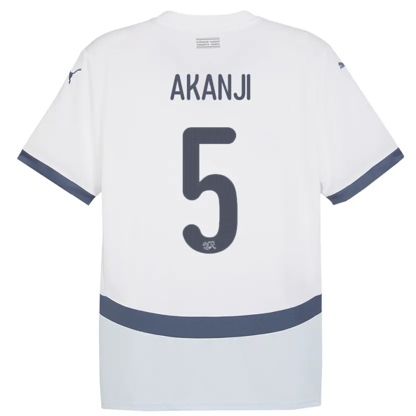 Danxen Damen Schweiz Manuel Akanji #5 Weiß Auswärtstrikot Trikot 24-26 T-Shirt Schweiz
