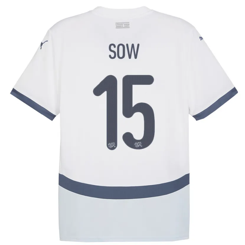 Danxen Damen Schweiz Djibril Sow #15 Weiß Auswärtstrikot Trikot 24-26 T-Shirt Schweiz