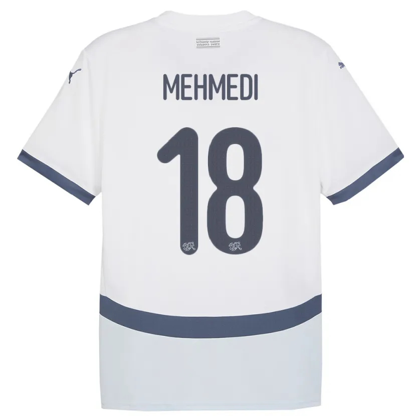 Danxen Damen Schweiz Admir Mehmedi #18 Weiß Auswärtstrikot Trikot 24-26 T-Shirt Schweiz