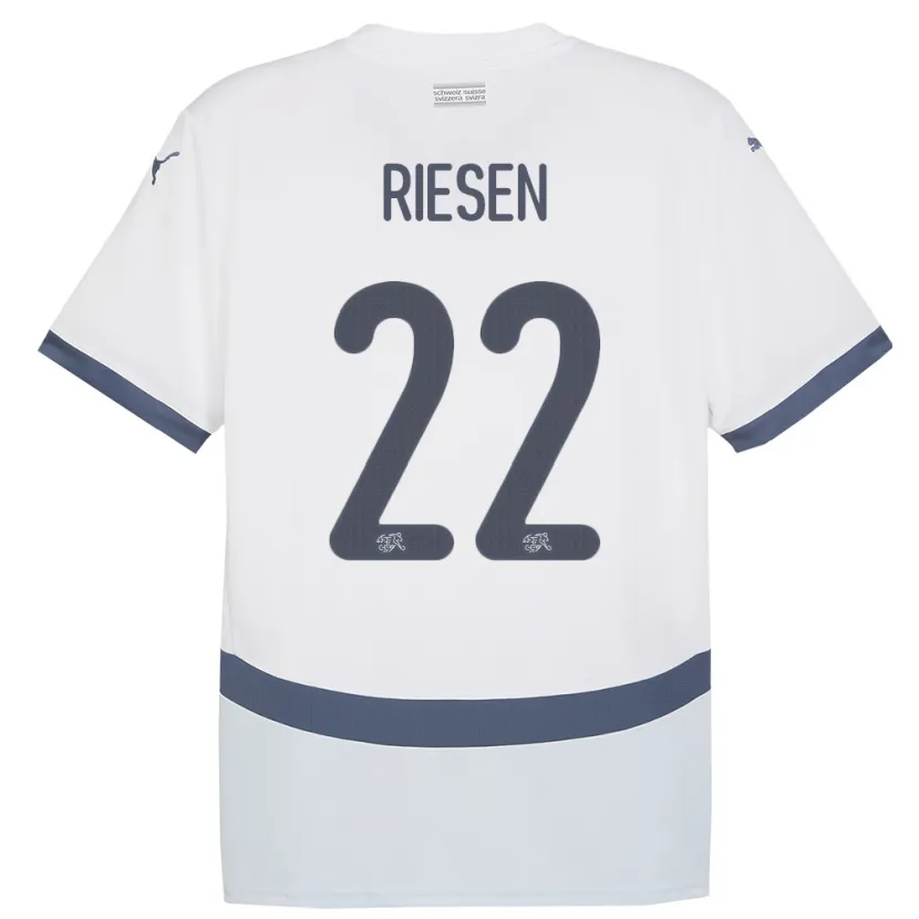 Danxen Damen Schweiz Nadine Riesen #22 Weiß Auswärtstrikot Trikot 24-26 T-Shirt Schweiz
