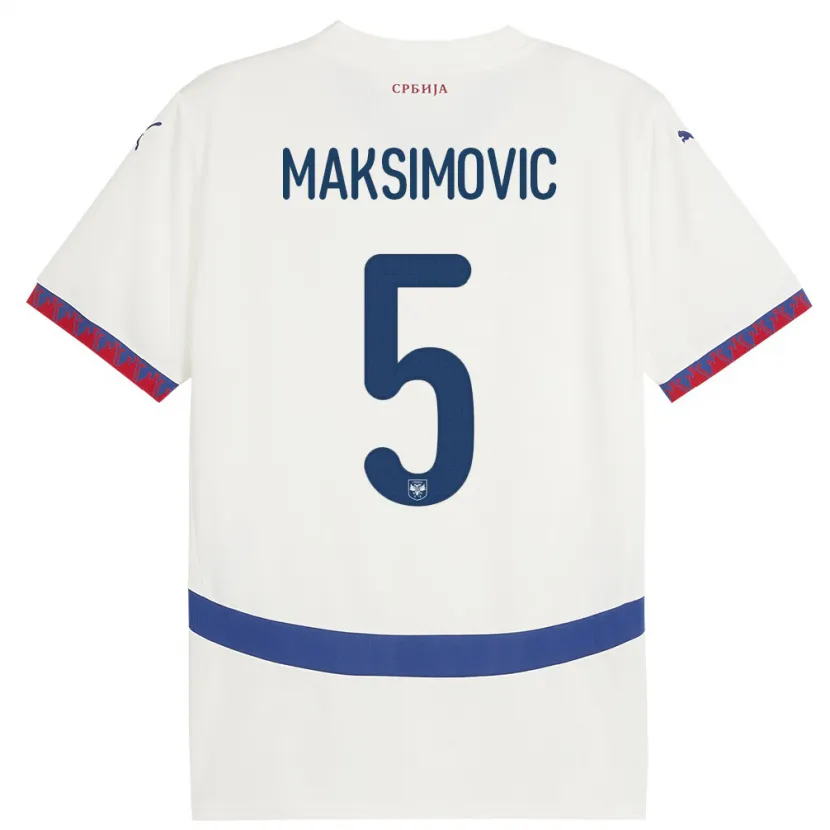 Danxen Damen Serbien Nemanja Maksimovic #5 Weiß Auswärtstrikot Trikot 24-26 T-Shirt Schweiz