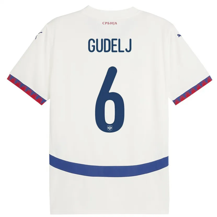Danxen Damen Serbien Nemanja Gudelj #6 Weiß Auswärtstrikot Trikot 24-26 T-Shirt Schweiz