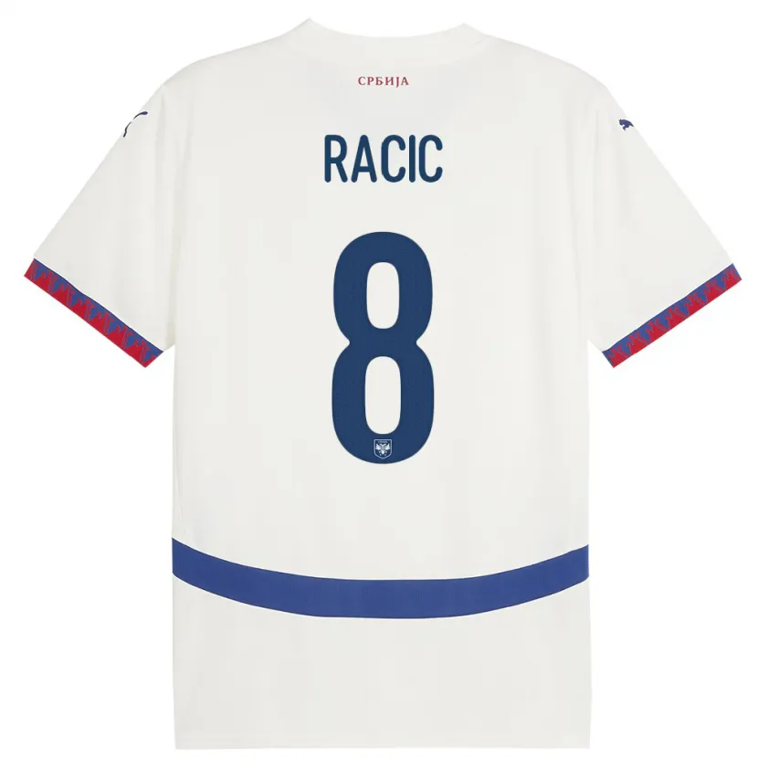 Danxen Damen Serbien Uros Racic #8 Weiß Auswärtstrikot Trikot 24-26 T-Shirt Schweiz