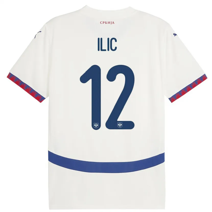 Danxen Damen Serbien Marko Ilic #12 Weiß Auswärtstrikot Trikot 24-26 T-Shirt Schweiz