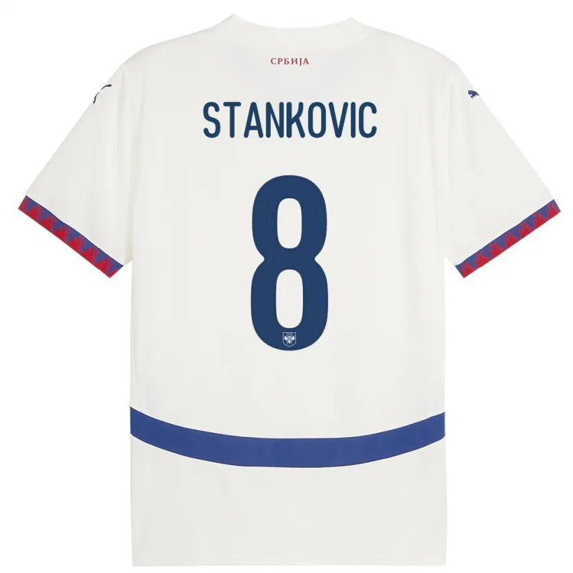 Danxen Damen Serbien Nikola Stankovic #8 Weiß Auswärtstrikot Trikot 24-26 T-Shirt Schweiz