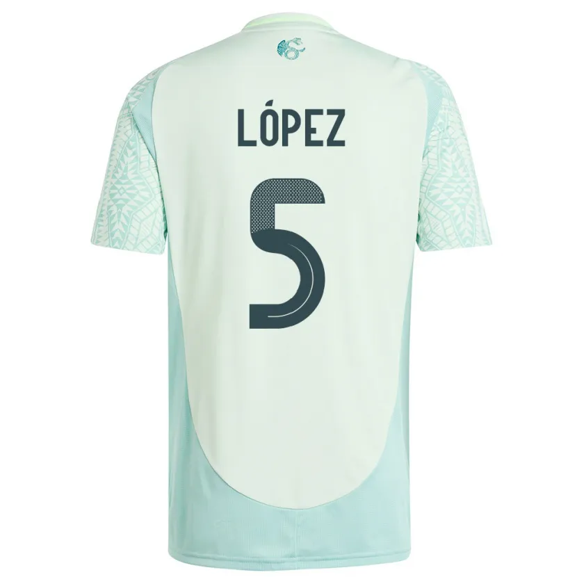 Danxen Damen Mexiko Jimena Lopez #5 Leinengrün Auswärtstrikot Trikot 24-26 T-Shirt Schweiz