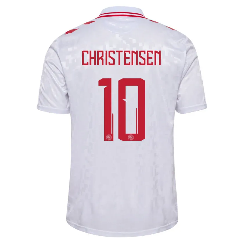 Danxen Damen Dänemark Gustav Christensen #10 Weiß Auswärtstrikot Trikot 24-26 T-Shirt Schweiz