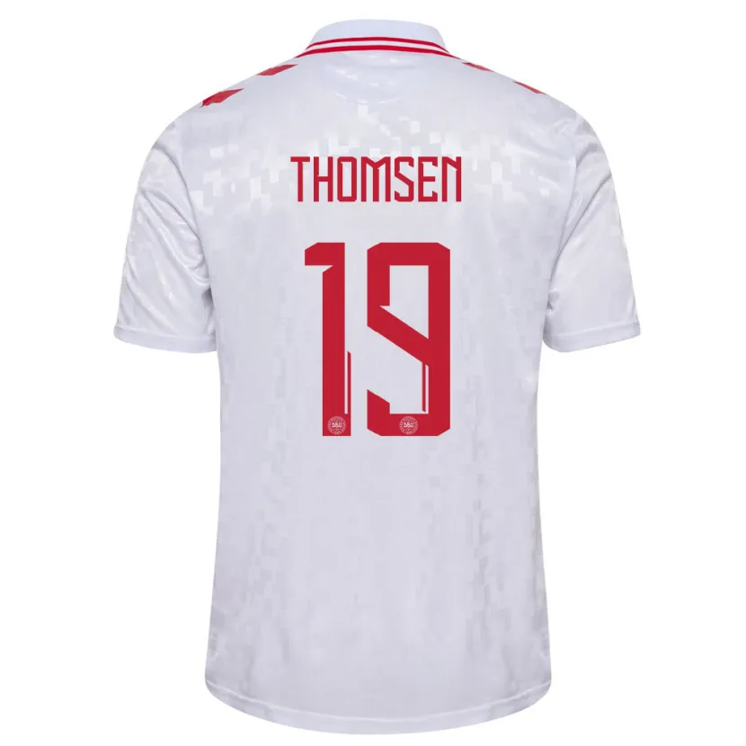Danxen Damen Dänemark Janni Thomsen #19 Weiß Auswärtstrikot Trikot 24-26 T-Shirt Schweiz
