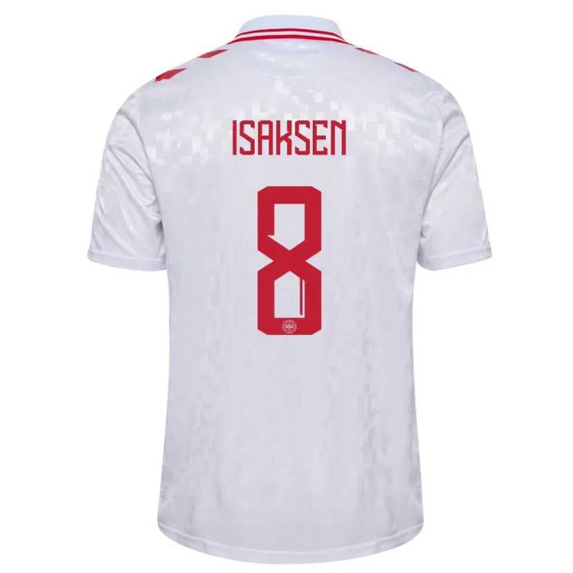 Danxen Damen Dänemark Gustav Isaksen #8 Weiß Auswärtstrikot Trikot 24-26 T-Shirt Schweiz