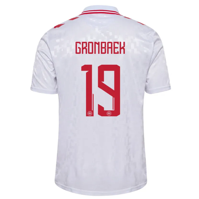 Danxen Damen Dänemark Albert Gronbaek #19 Weiß Auswärtstrikot Trikot 24-26 T-Shirt Schweiz