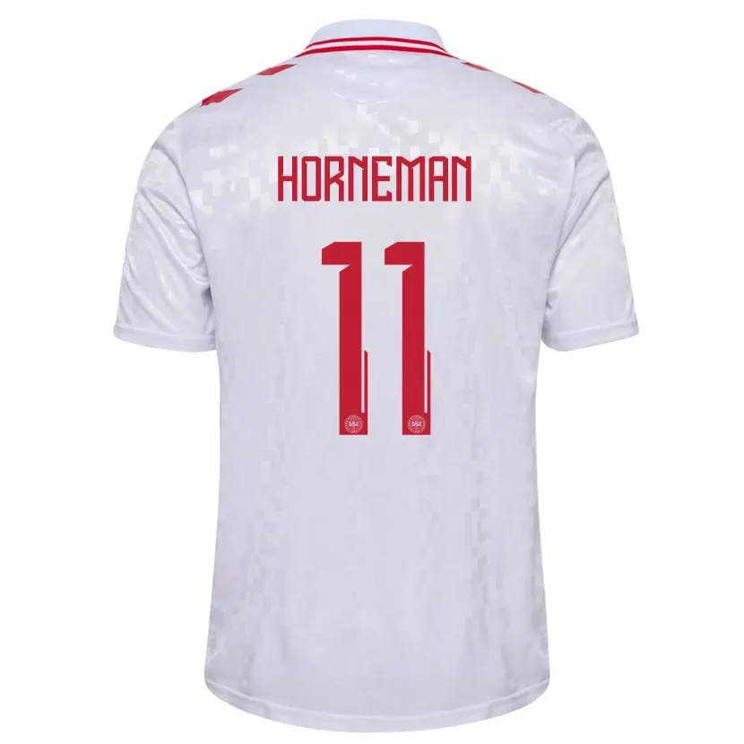 Danxen Damen Dänemark Charly Horneman #11 Weiß Auswärtstrikot Trikot 24-26 T-Shirt Schweiz