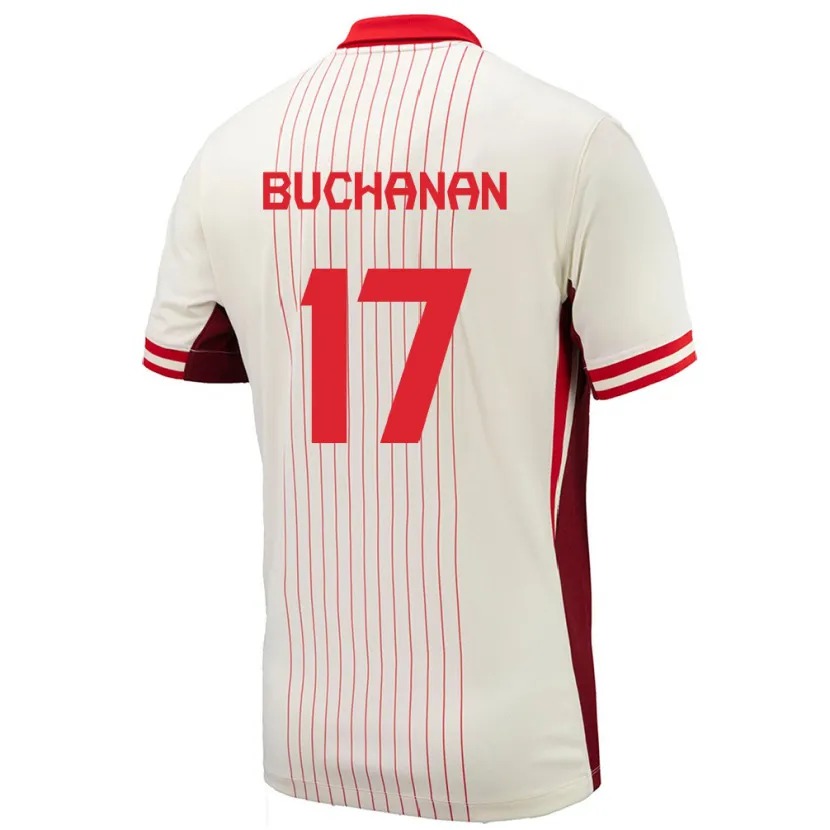Danxen Damen Kanada Tajon Buchanan #17 Weiß Auswärtstrikot Trikot 24-26 T-Shirt Schweiz