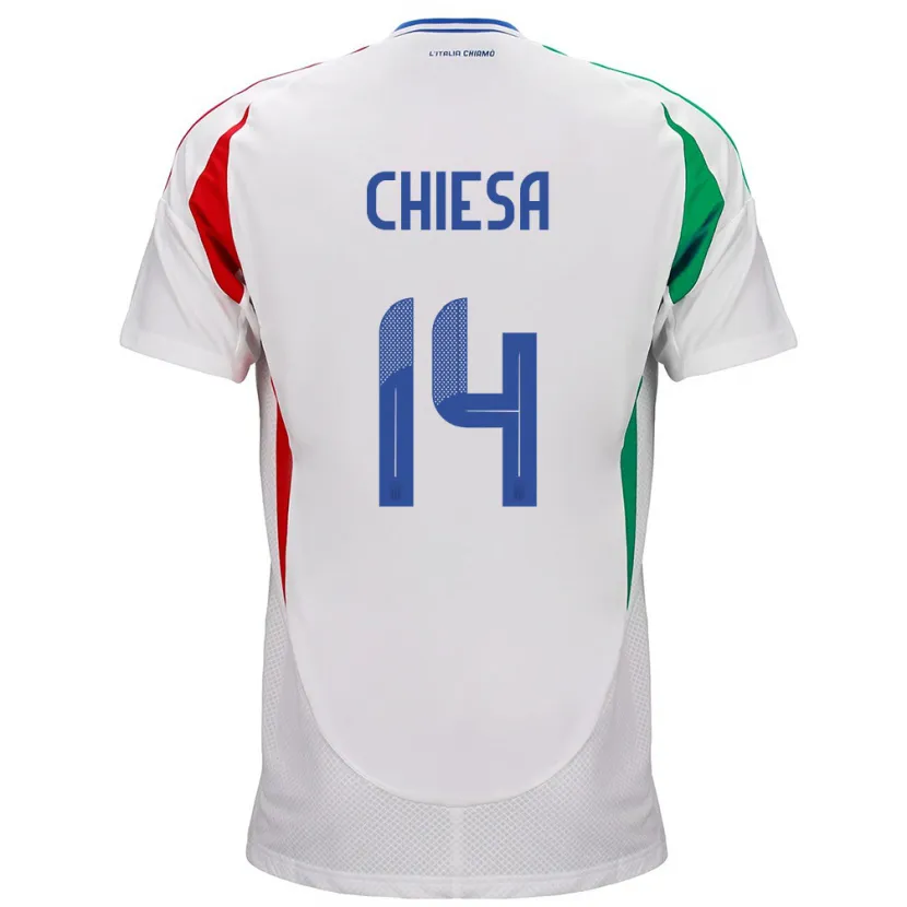Danxen Damen Italien Federico Chiesa #14 Weiß Auswärtstrikot Trikot 24-26 T-Shirt Schweiz