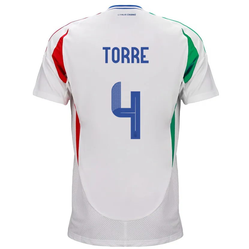 Danxen Damen Italien Pietro La Torre #4 Weiß Auswärtstrikot Trikot 24-26 T-Shirt Schweiz
