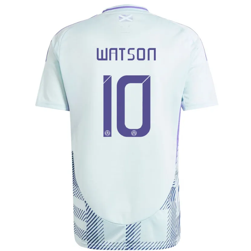 Danxen Damen Schottland David Watson #10 Helles Mintblau Auswärtstrikot Trikot 24-26 T-Shirt Schweiz