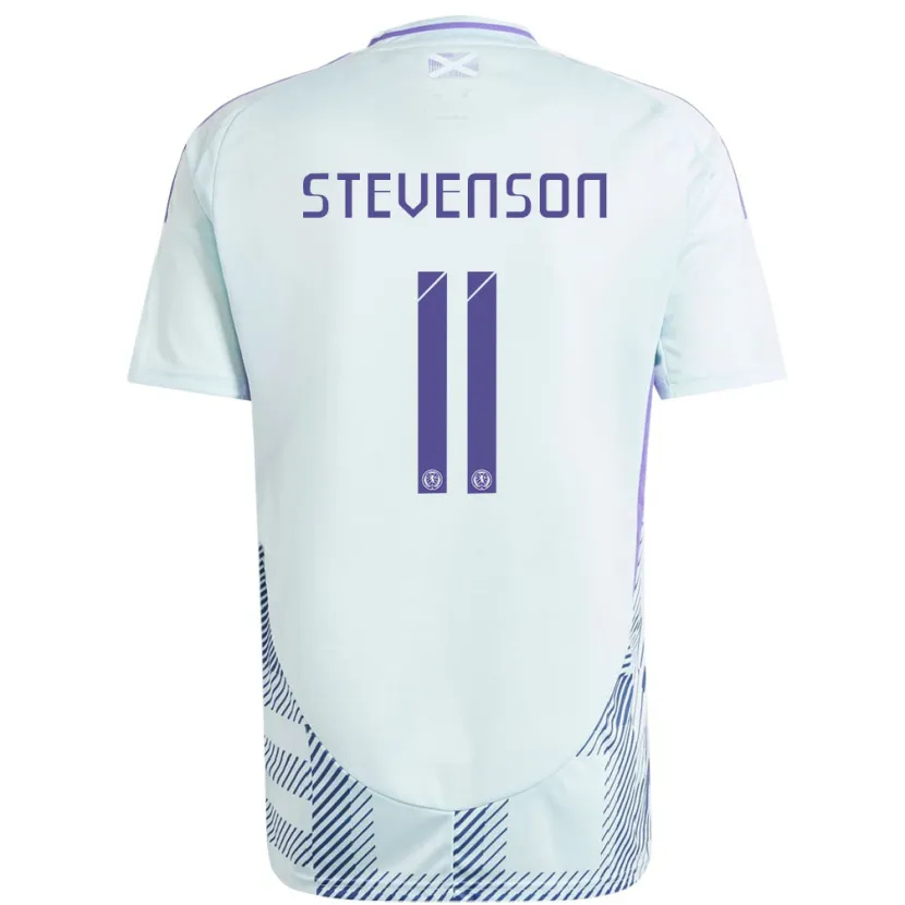Danxen Damen Schottland Gus Stevenson #11 Helles Mintblau Auswärtstrikot Trikot 24-26 T-Shirt Schweiz