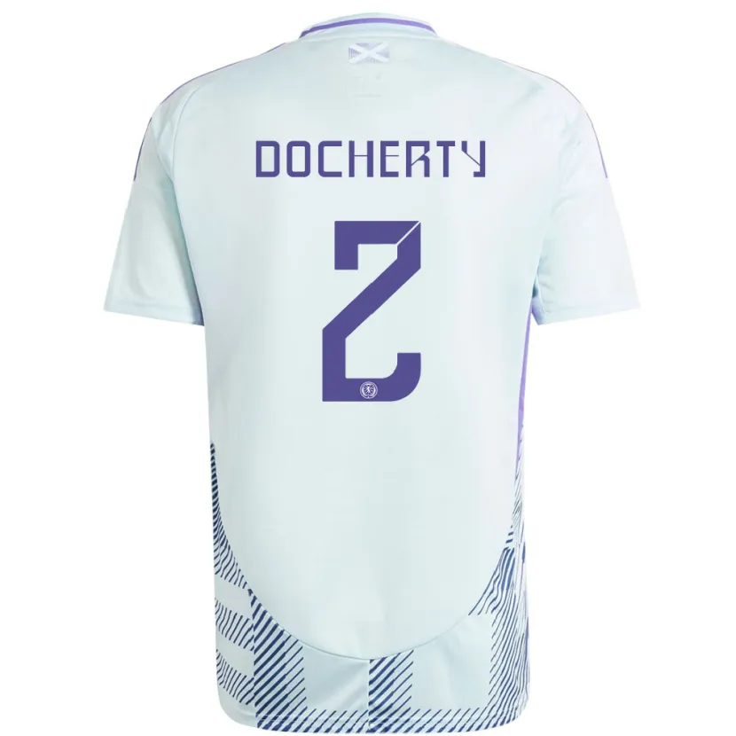 Danxen Damen Schottland Nicola Docherty #2 Helles Mintblau Auswärtstrikot Trikot 24-26 T-Shirt Schweiz