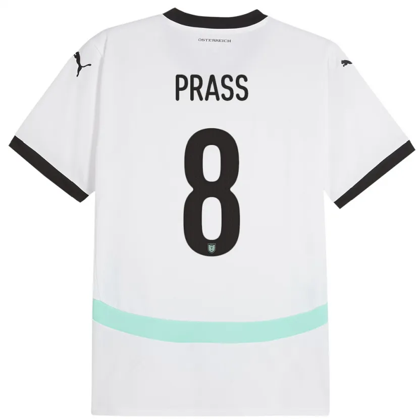 Danxen Damen Österreich Alexander Prass #8 Weiß Auswärtstrikot Trikot 24-26 T-Shirt Schweiz