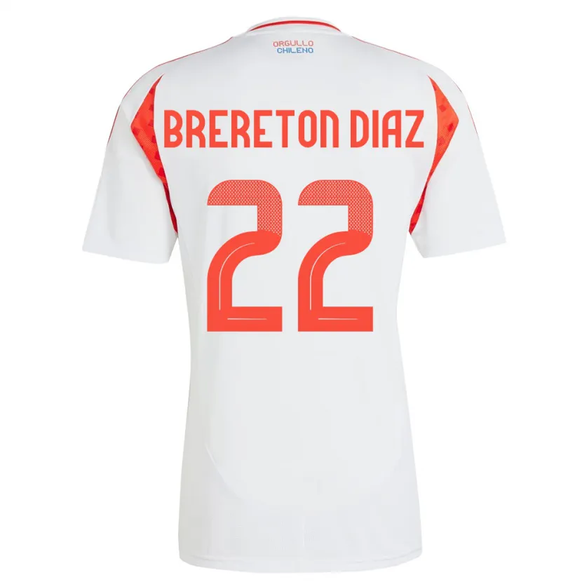 Danxen Damen Chile Ben Brereton Díaz #22 Weiß Auswärtstrikot Trikot 24-26 T-Shirt Schweiz