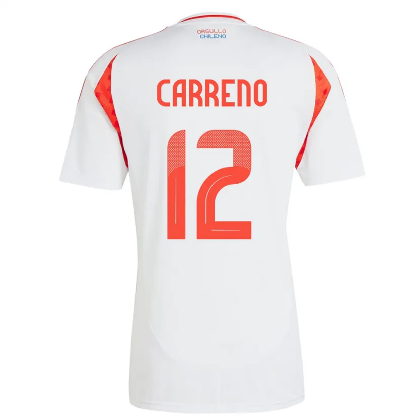 Danxen Damen Chile Diego Carreño #12 Weiß Auswärtstrikot Trikot 24-26 T-Shirt Schweiz