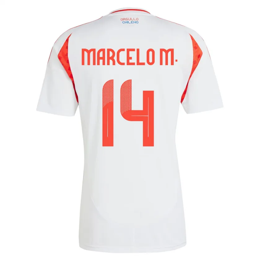 Danxen Damen Chile Marcelo Morales #14 Weiß Auswärtstrikot Trikot 24-26 T-Shirt Schweiz