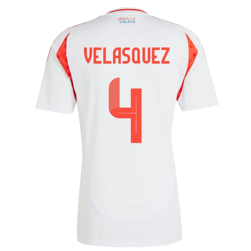 Danxen Damen Chile Lucas Velásquez #4 Weiß Auswärtstrikot Trikot 24-26 T-Shirt Schweiz