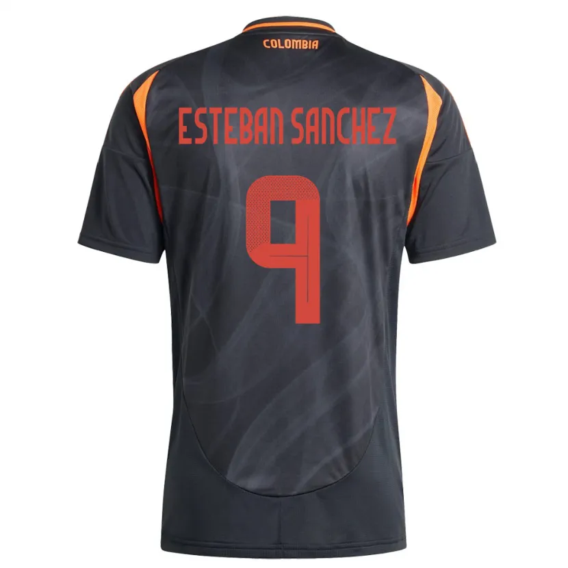 Danxen Damen Kolumbien Juan Esteban Sánchez #9 Schwarz Auswärtstrikot Trikot 24-26 T-Shirt Schweiz