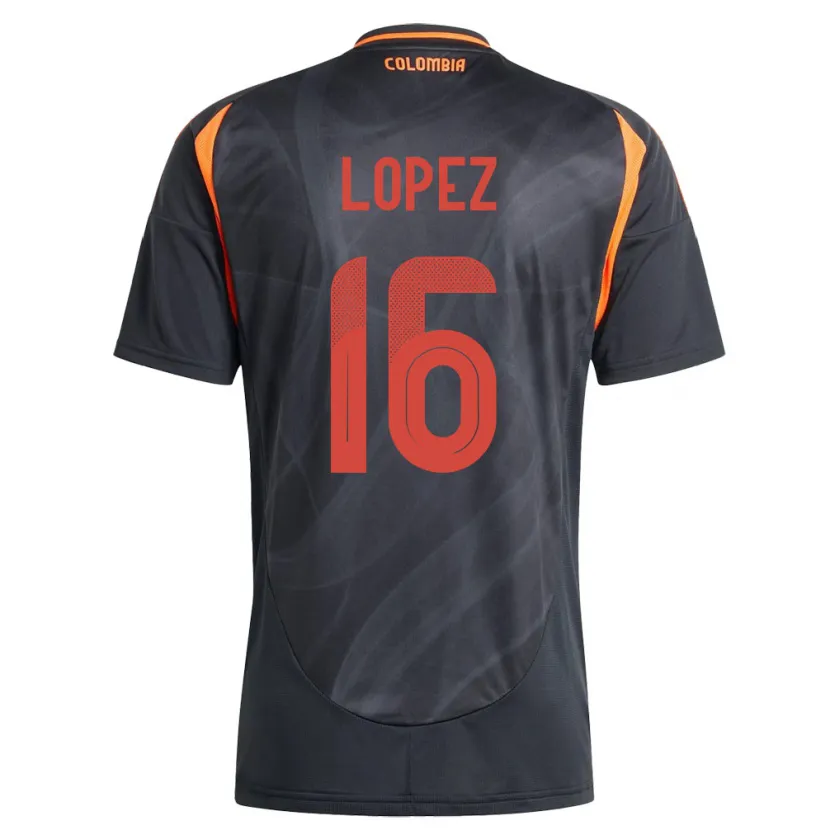 Danxen Damen Kolumbien William López #16 Schwarz Auswärtstrikot Trikot 24-26 T-Shirt Schweiz