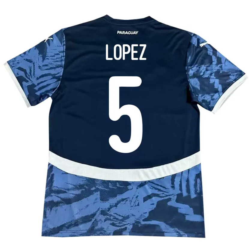 Danxen Damen Paraguay Óscar López #5 Blau Auswärtstrikot Trikot 24-26 T-Shirt Schweiz
