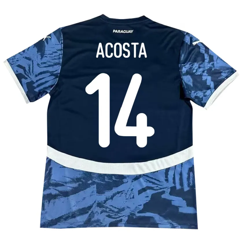 Danxen Damen Paraguay Emilio Acosta #14 Blau Auswärtstrikot Trikot 24-26 T-Shirt Schweiz