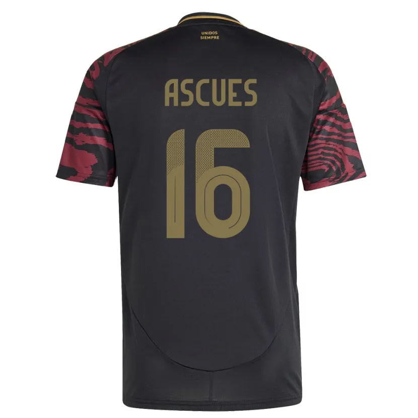 Danxen Damen Peru Carlos Ascues #16 Schwarz Auswärtstrikot Trikot 24-26 T-Shirt Schweiz