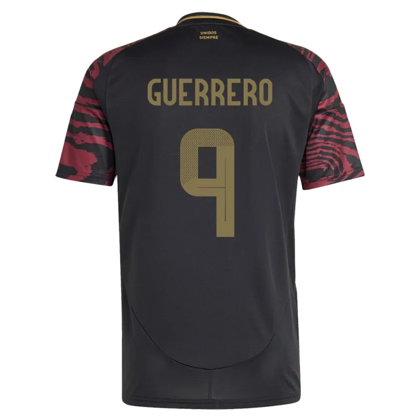 Danxen Damen Peru Paolo Guerrero #9 Schwarz Auswärtstrikot Trikot 24-26 T-Shirt Schweiz