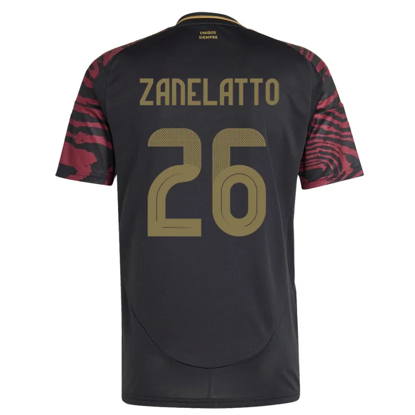 Danxen Damen Peru Franco Zanelatto #26 Schwarz Auswärtstrikot Trikot 24-26 T-Shirt Schweiz