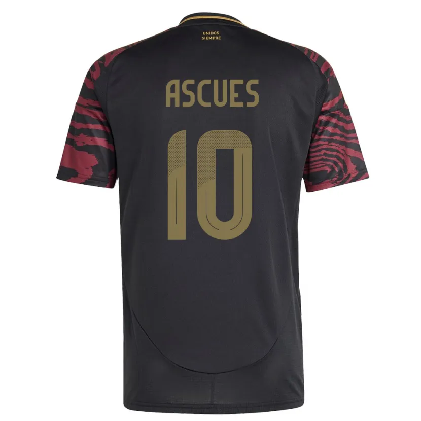Danxen Damen Peru Adrián Ascues #10 Schwarz Auswärtstrikot Trikot 24-26 T-Shirt Schweiz