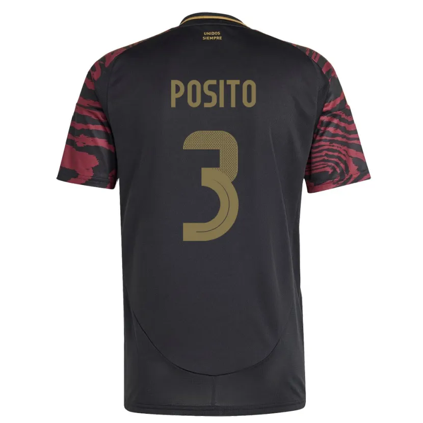 Danxen Damen Peru Alejandro Pósito #3 Schwarz Auswärtstrikot Trikot 24-26 T-Shirt Schweiz