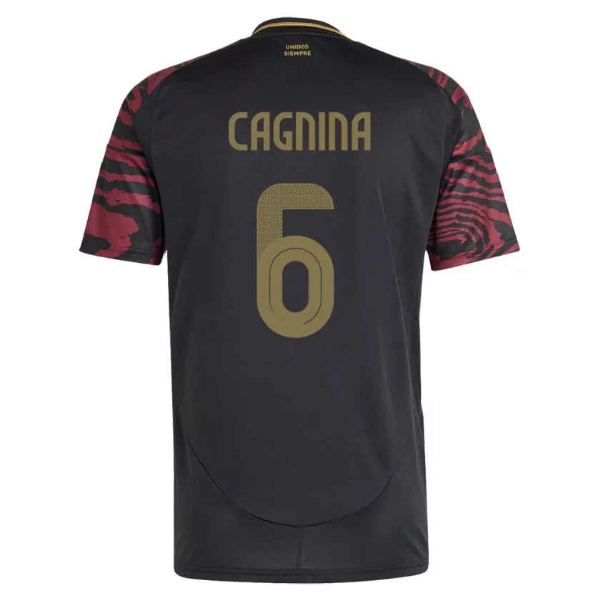 Danxen Damen Peru Claudia Cagnina #6 Schwarz Auswärtstrikot Trikot 24-26 T-Shirt Schweiz