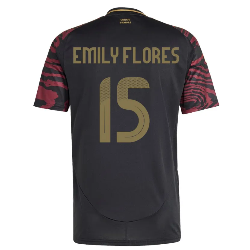 Danxen Damen Peru Emily Flores #15 Schwarz Auswärtstrikot Trikot 24-26 T-Shirt Schweiz