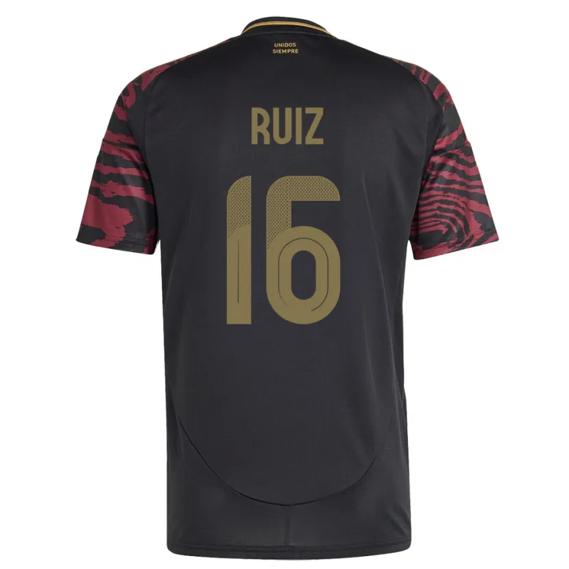 Danxen Damen Peru Birka Ruiz #16 Schwarz Auswärtstrikot Trikot 24-26 T-Shirt Schweiz